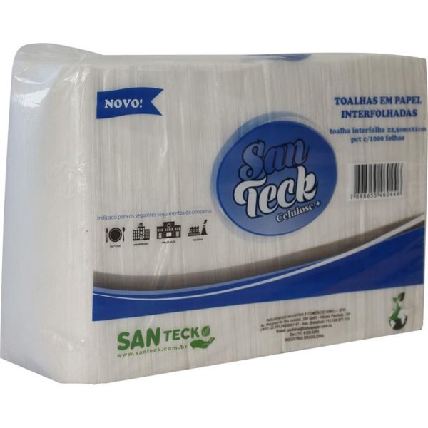 PAPEL TOALHA - SANTECK - 2 DOBRAS 22,5X21CM 1000 FL.