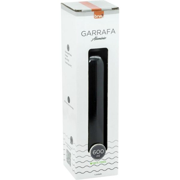 GARRAFA DE ALUMÍNIO 600ML - BRW  PRETA - Imagem 2