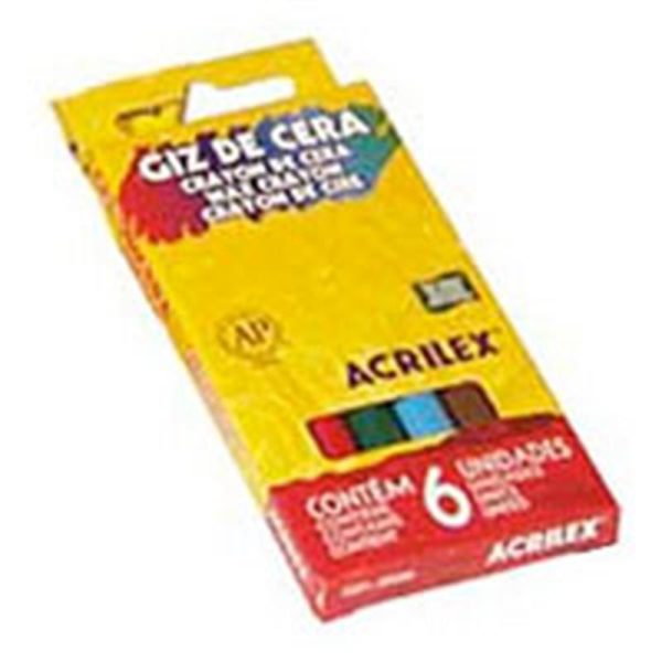 ACRILEX - GIZ DE CERA FINO - 6 CORES (CX 12 UNID.)