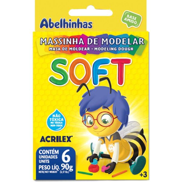 ACRILEX - MASSA DE MODELAR - 6 CORES (PACTE 12 UNID.)