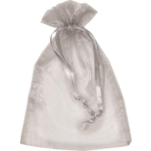 KIT - SACO DE ORGANZA 08X10CM - PRATA (PACTE 10 UNID.)