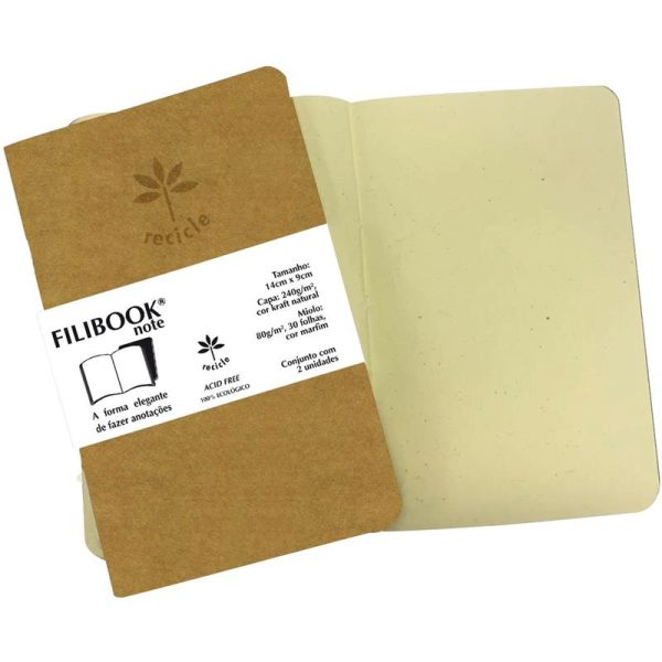 CADERNETA FILIBOOK 30FLS PEQUENA - RECICLE (Pct c/ 2 unid.)