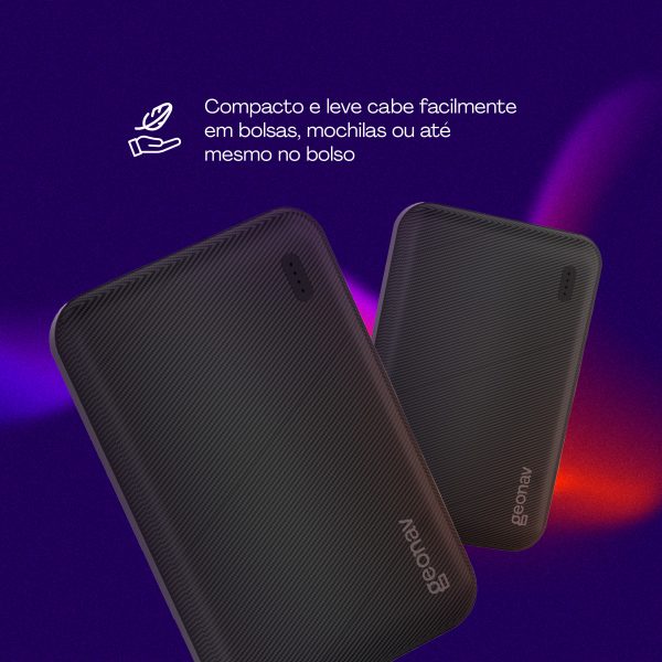 CARREGADOR PORTÁTIL UNIVERSAL 5.000mAh Geonav Essential Preto - Imagem 5