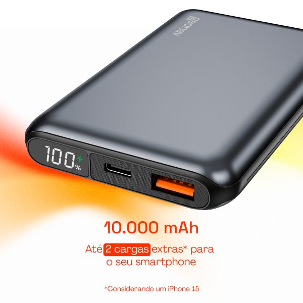 CARREGADOR PORTÁTIL POR INDUÇÃO 10.000 MAH COM SUPORTE DOBRÁVEL