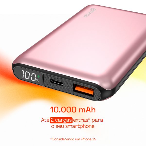 CARREGADOR PORTÁTIL 10.000mAh C/ CARREGAMENTO RÁPIDO CINZA ESPACIAL - Imagem 2