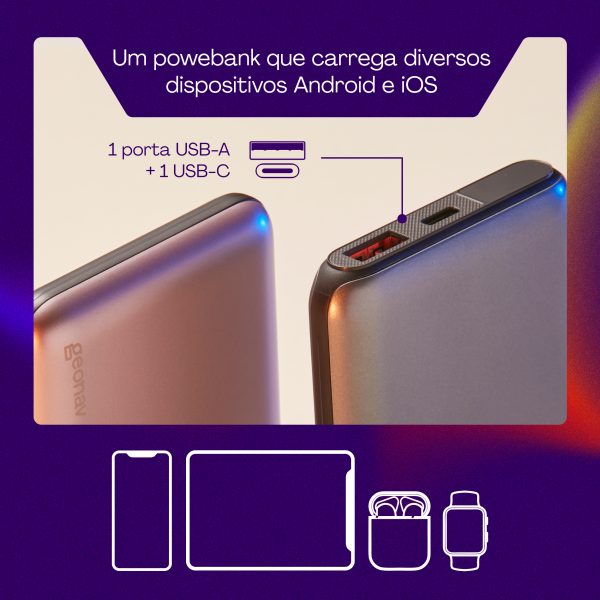 CARREGADOR PORTÁTIL 10.000mAh C/ CARREGAMENTO RÁPIDO CINZA ESPACIAL - Imagem 3