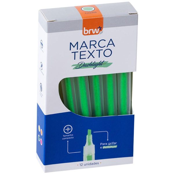 BRW - CANETA MARCA TEXTO VERDE (CX 12 UNID.)