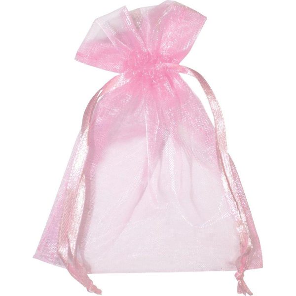 KIT - SACO DE ORGANZA 08X10CM - ROSA (PACTE 10 UNID.)