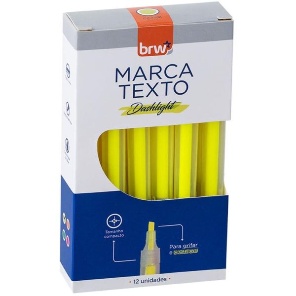 BRW - CANETA MARCA TEXTO AMARELA (CX 12 UNID.)