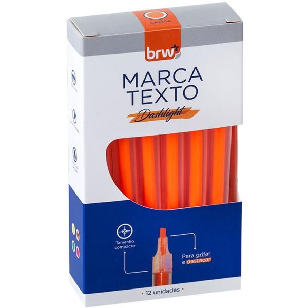 BRW - CANETA MARCA TEXTO LARANJA (CX 12 UNIDADES)