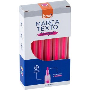 BRW - CANETA MARCA TEXTO ROSA (CX 12 UNID.)