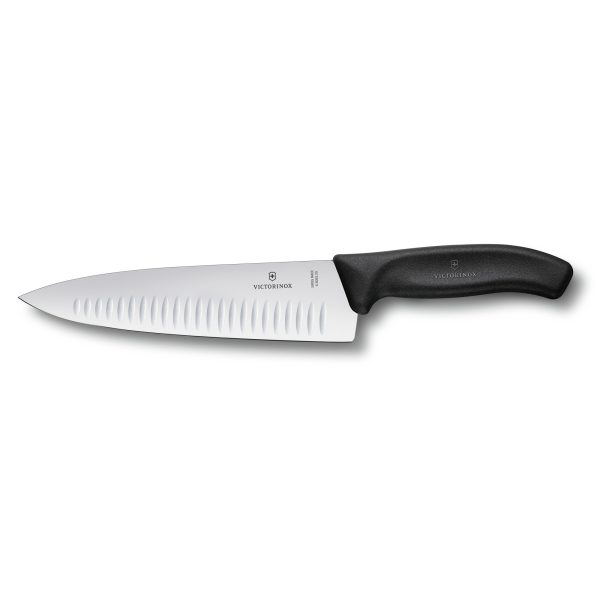FACA DO CHEF SWISS CLASSIC COM SULCOS 20 CM PRETA